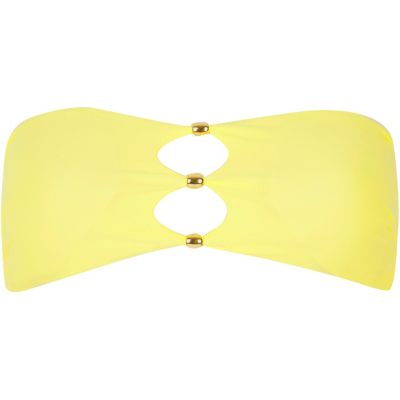 Yellow knot bandeau bikini top